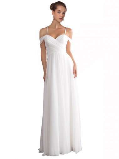 Avorio Linea A Sweep treno Chiffona Spiaggia Abiti da sposa Basso Prezzo