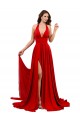 Rosso Linea A Capestro Spandex Lunga Formali Abiti da damigella donore / Abiti da sera / Abiti da ballo Basso Prezzo